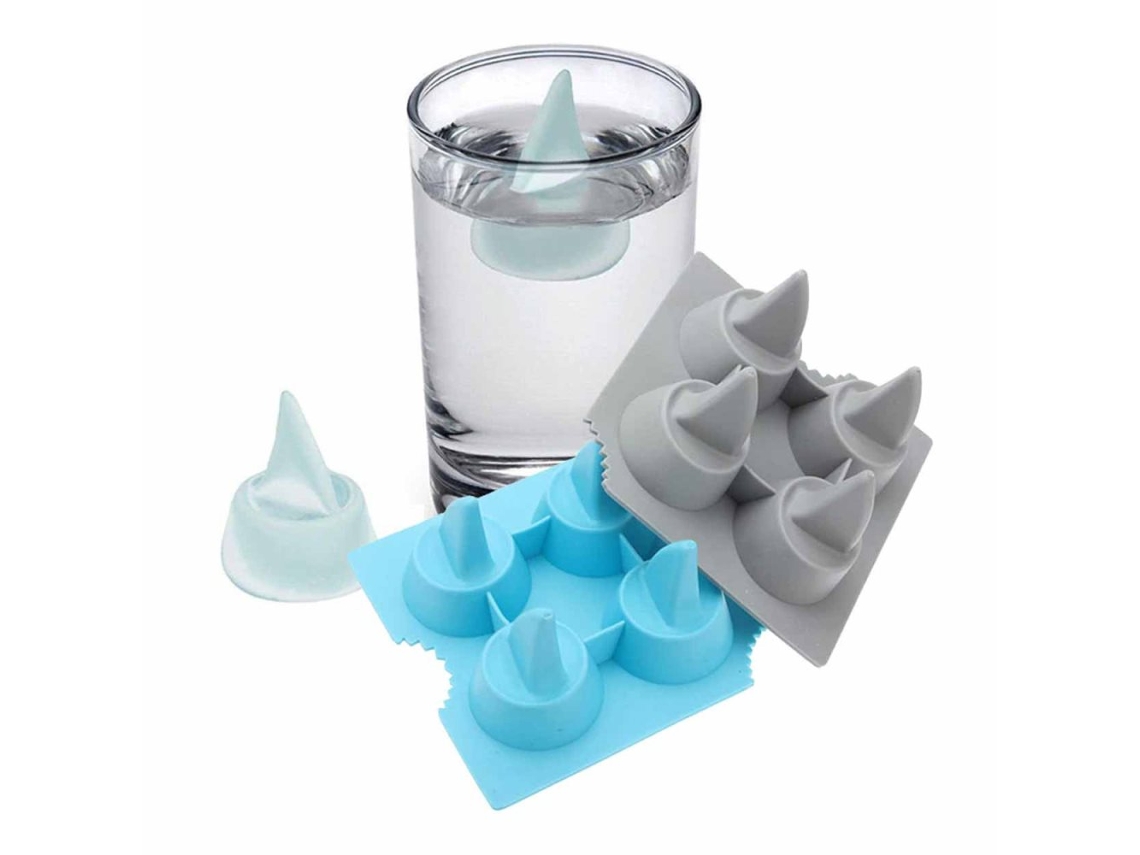 Conjunto De 2 Formas De Gelo Em Formato De Barbatana De Tubarão, Bandeja De Silicone Para Cubos