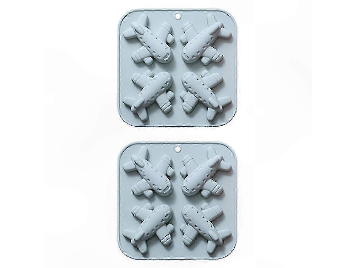 Molde De Silicone Em Formato De Avião Para Chocolate, Bolo, Gelatina E Cubos De Gelo De Papinha De Bebê Nas Cores Azul E Pêssego