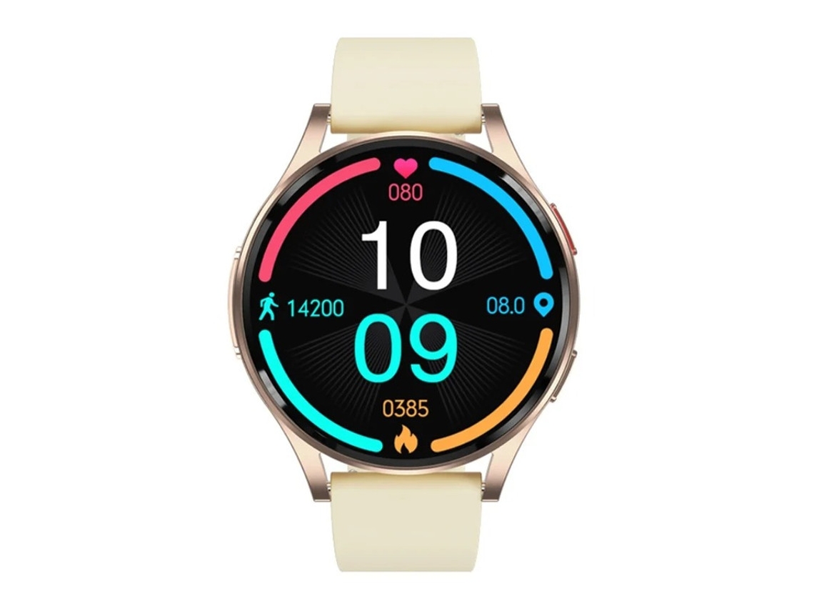 Relógio inteligente Bestvite com chamadas Bluetooth, reprodução de música, alertas e monitor de ECG, amarelo