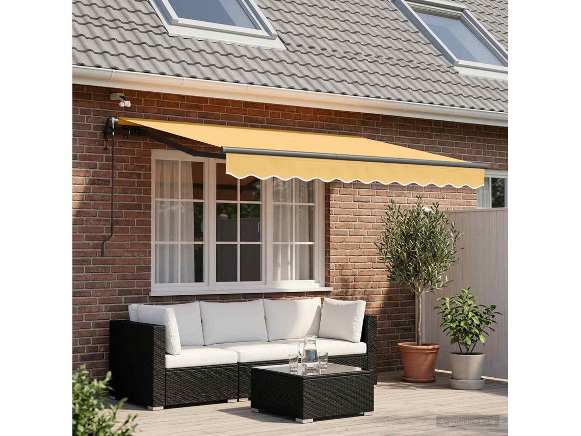 Vidaxl Toldo Retrátil Areia 400 × 300 Cm Poliéster