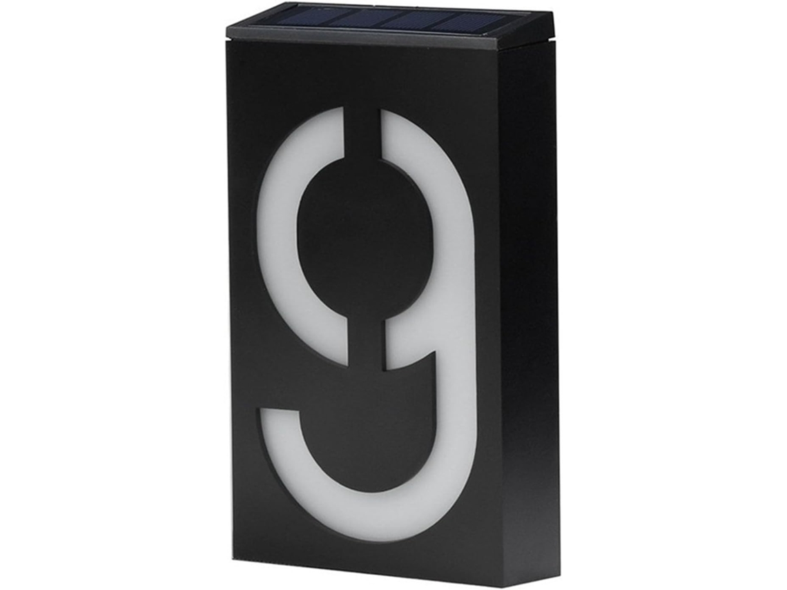 Luminária Solar Em Formato De Número Porta, Ideal Áreas Externas, Oferecendo Iluminação Artística E Funcional