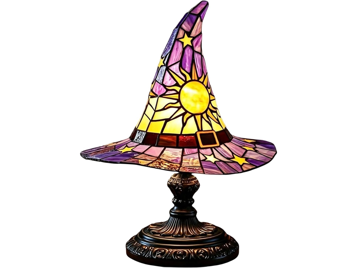 Luminária de bruxa de Halloween em resina com alimentação USB para