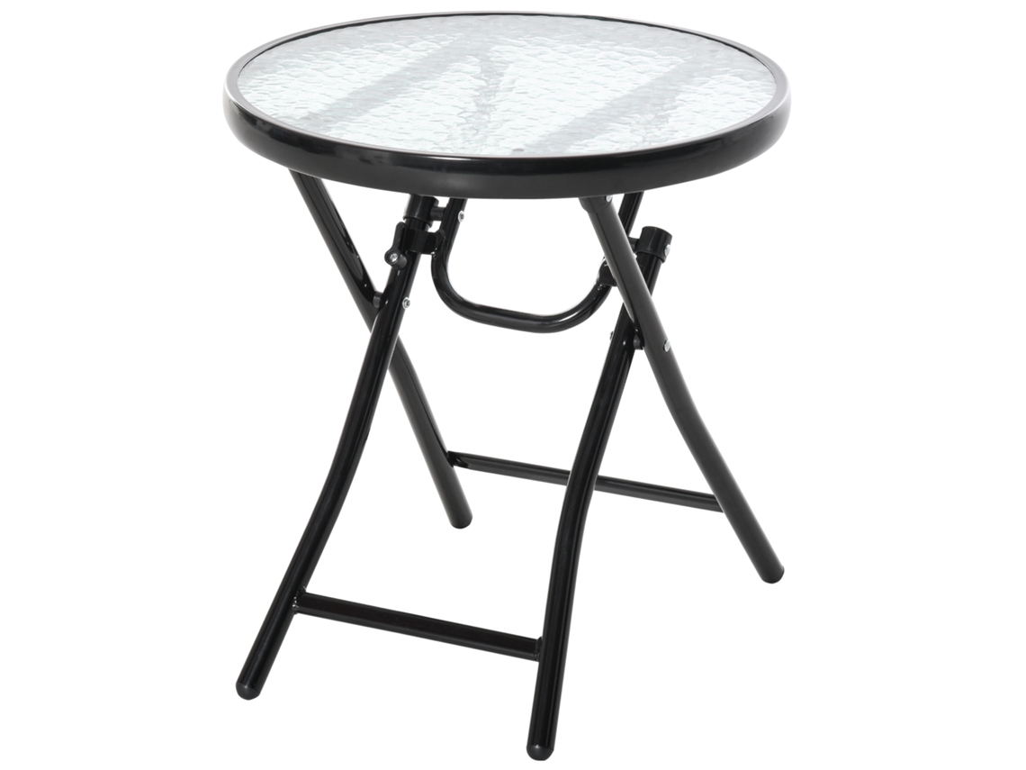 Mesa de Jardim Dobrável Ø45cm, Preto, S/MARCA