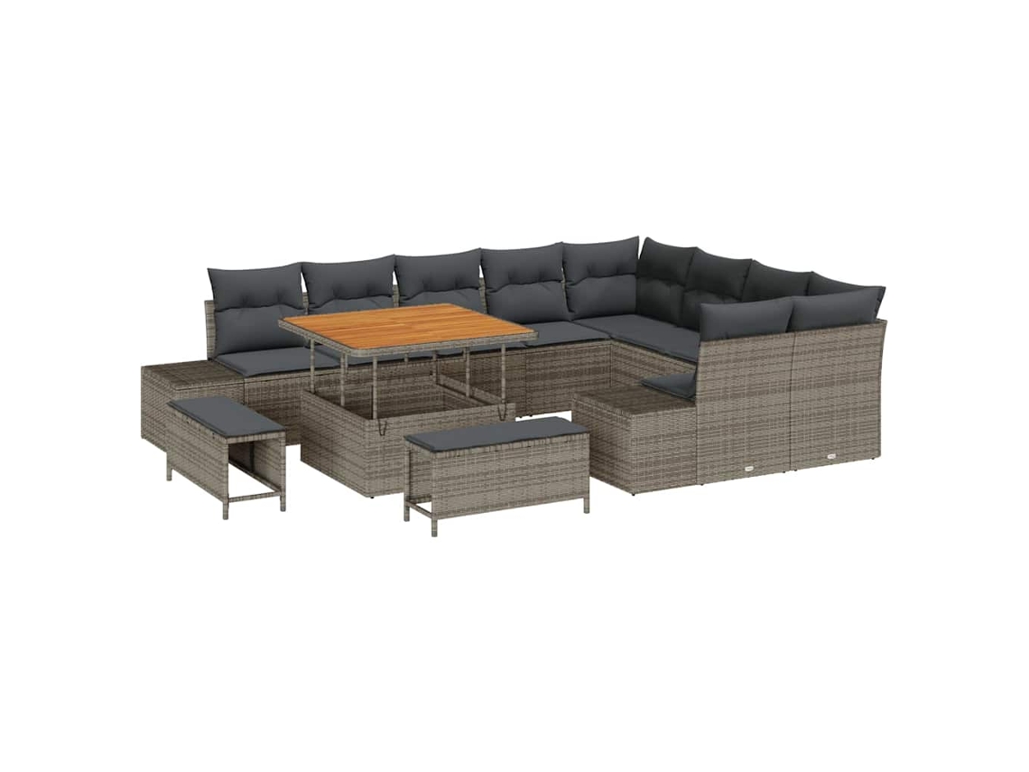 Maison Exclusive - Conjunto De Sofá De Jardim 12 Pcs Cinzeto Rattan Sintético