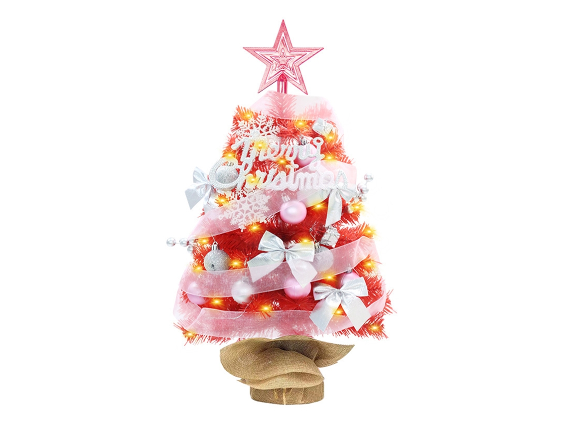 Árvore De Natal Mini Pink Laxiscreed De 45cm Com Luz Quente E Bateria Aa Incluída