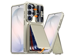 Capa Para Celular (titânio Samsung S26 Ultra) Com Suporte Magnético Para Cartão, Proteção Total, Resistente A Quedas E Com Visor Deslizante.