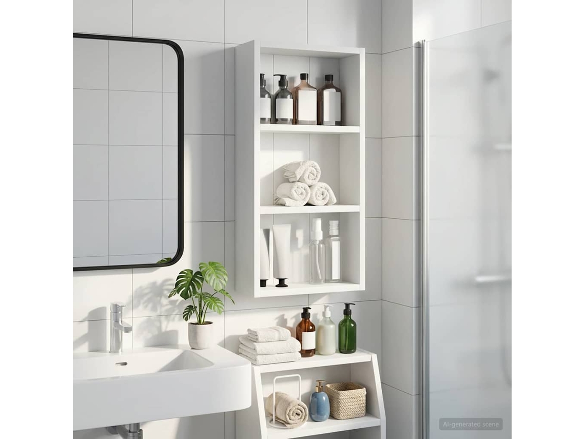 Vidaxl Armário De Parede Para Banheiro Branco 30 X 10 X 60,5 Cm