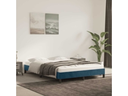 Cama De Casal | Camas Para Quarto | Estrutura De Cama Sem Colchão 140x190 Cm Veludo Azul-escuro