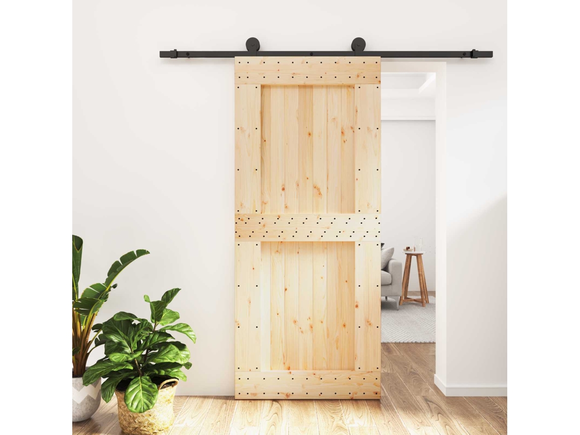 Vidaxl Porta Deslizante Natural E Preto 90 X 210 Cm