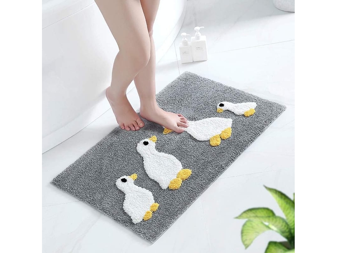 Tapete De Banho Fofo De Pato Cinza, Lavável À Máquina, Antiderrapante, Absorvente E Macio, Para Banheiro, 20 Polegadas Por 32 Polegadas