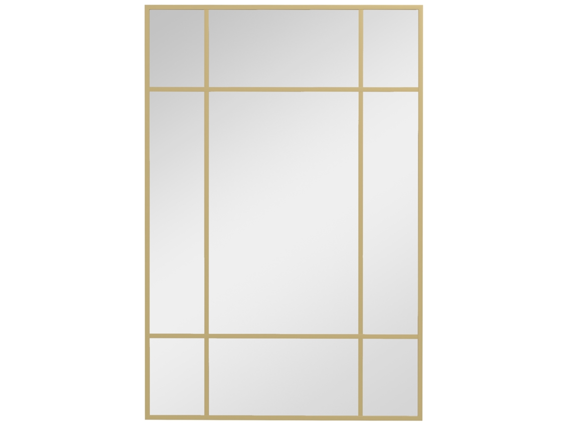 Espelho de Parede Estilo Janela com Montagem Vertical e Horizontal. 90x60 Cm. Ouro Ge