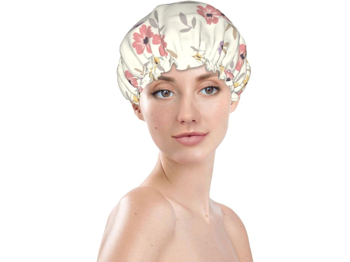 Touca De Banho Feminina, Reutilizável, Impermeável, Dupla Camada, Com Elástico, Ideal Para Cabelos Longos, Estampa