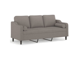 Maison Exclusive - Sofá 3 Lug. +almofadas Decoração 180cm Tecido Cinza-acastanhado