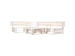 Vidaxl Sofás De Paletes Para Jardim 4 Pcs Madeira Branco