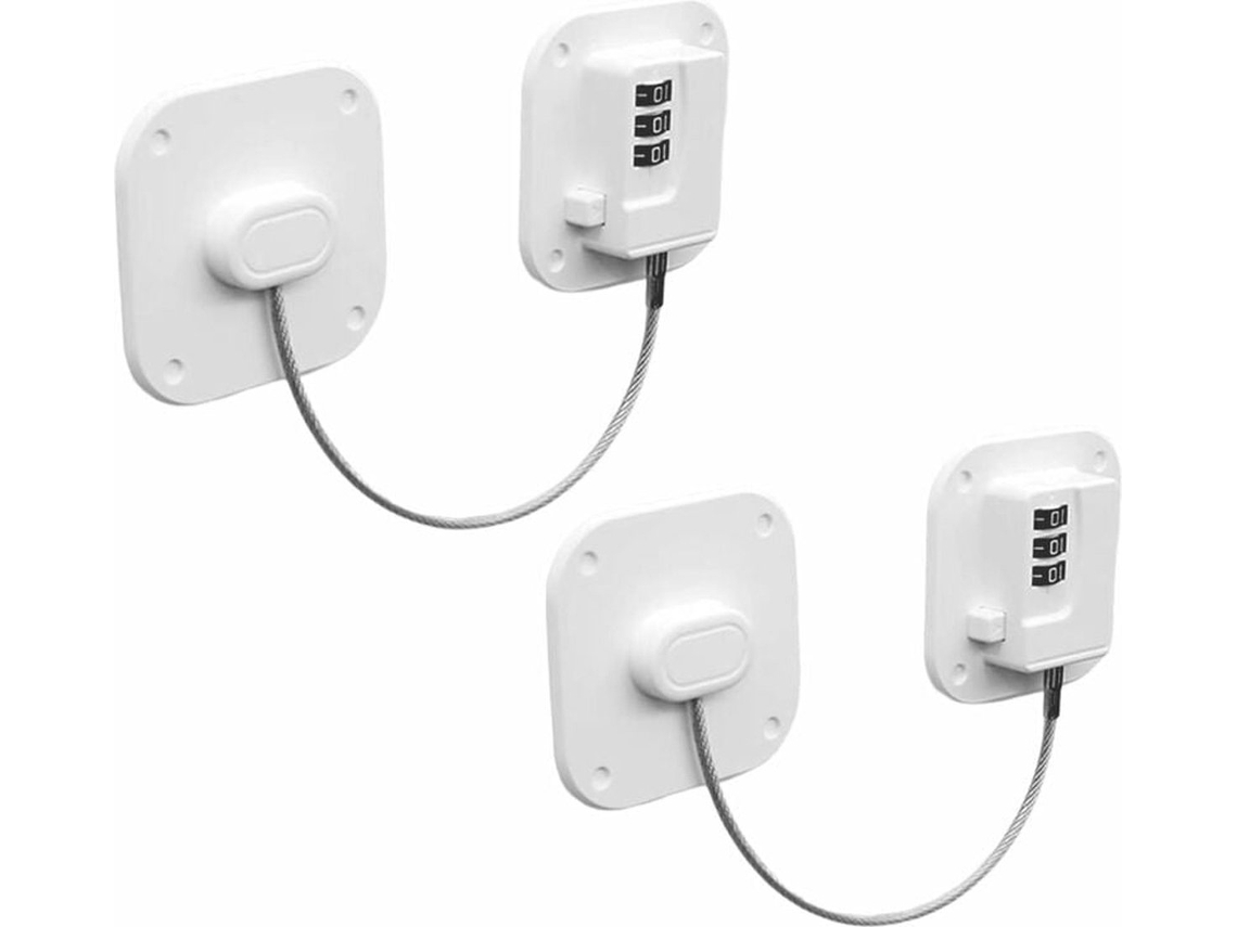 Conjunto De 2 Cadeados Com Código, Branco, Para Frigorífico
