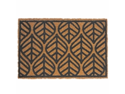 Capacho De Fibra De Coco Com Base Pvc Natural E Preto