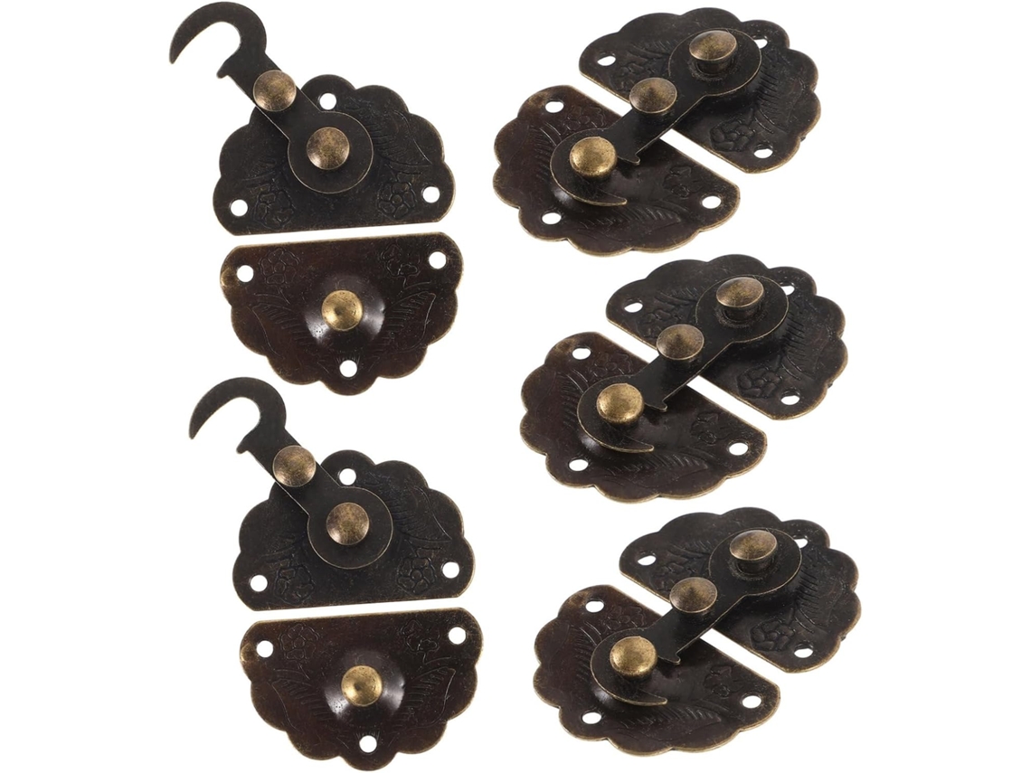 Conjunto De 5-fechos Pequenos Para Caixa Joias Com Design Floral Retrô, Em Metal, Seguros Para Canhotos, Estilo Vintage