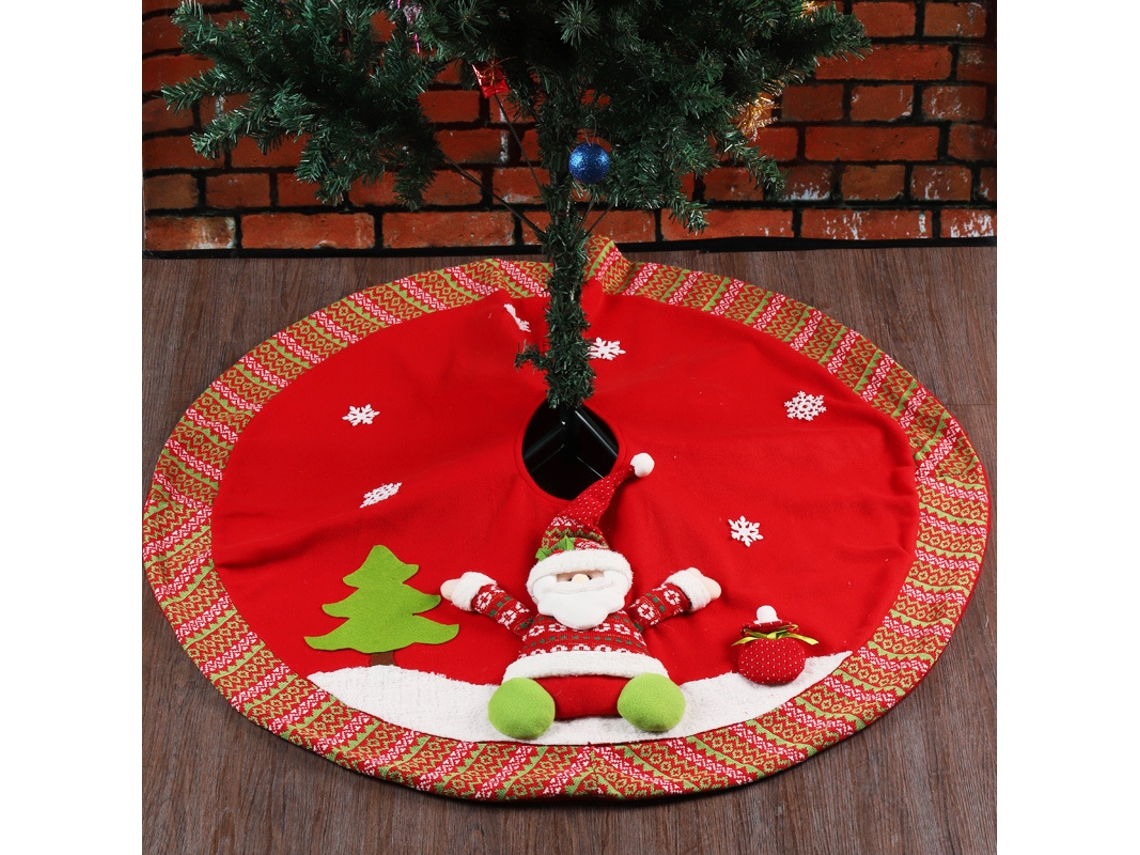 Capa Protetora Para Base De Árvore De Natal - Decoração Com Papai Noel E Boneco De Neve (b)