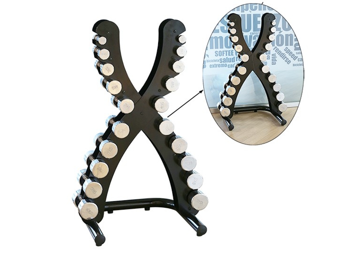 Suporte Para Halteres Softee 1 10 Kg Com Halteres Cromados