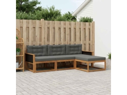 Vidaxl Conjunto De Sofás Para Exterior 4 Unid. Natural E Antracite