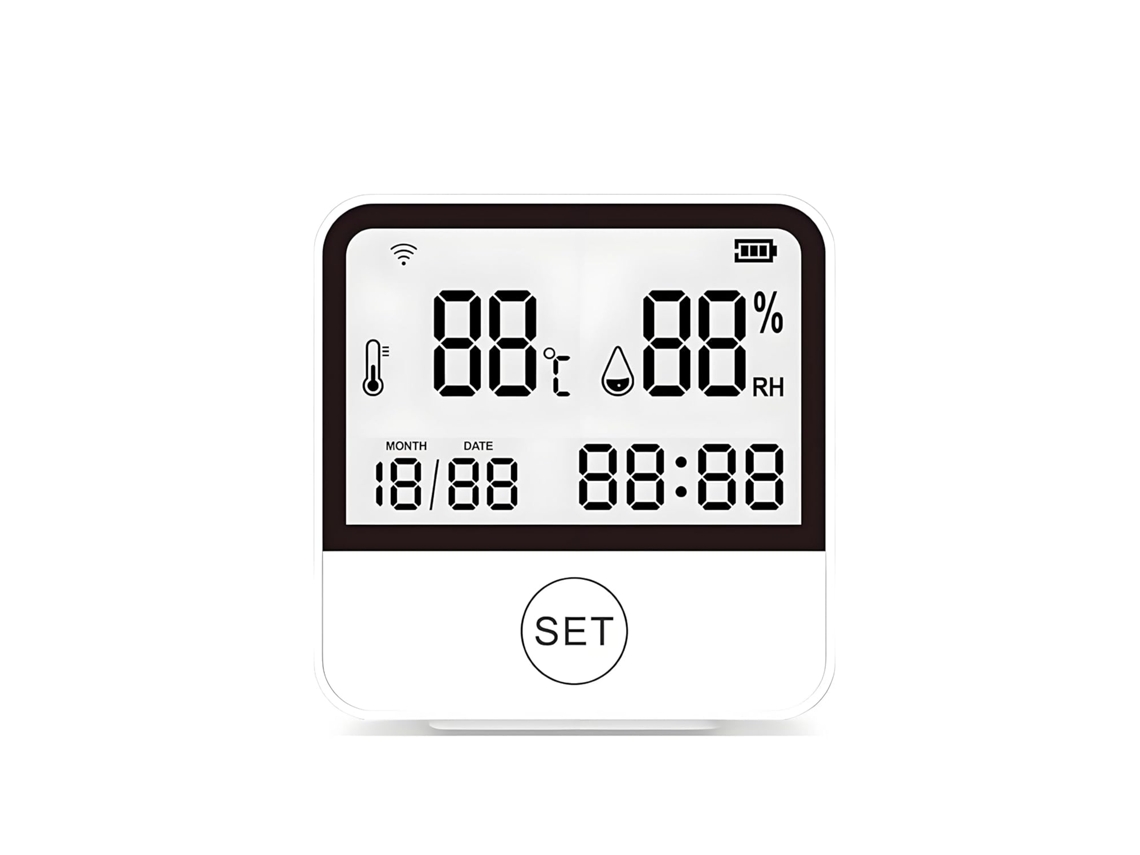 Termômetro E Higrômetro Wi-fi Com Relógio Lcd Sem Fio Para Quarto E Cozinha.