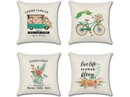 Conjunto De 4 Capas De Almofadas Decorativas Florais 45x45 Cm Capas De Almofadas Quadradas Decorativas De Verão Sofá Capas De Almofadas De Flores