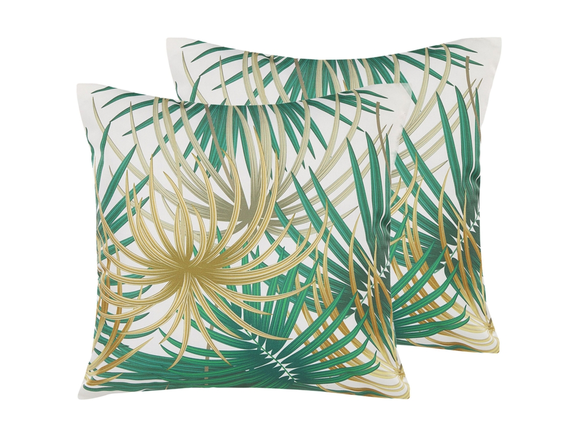 Conjunto De 2 Almofadas De Exterior Beliani Gaiana De Poliéster Verde 45x45x12