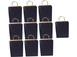 Sacolas De Compras De Papel Kraft, Pacote Com 10 Unidades, 21x27x11 Cm, Azul Escuro, S, Transportar Gokoco