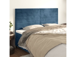 Cabecero de terciopelo de 4 piezas 100x5x78/88 cm azul oscuro