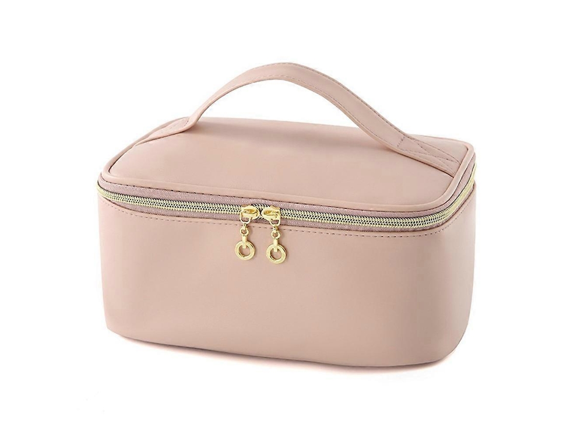 Necessaire De Maquiagem Retangular Rosa Impermeável Com Compartimentos Para Pincéis