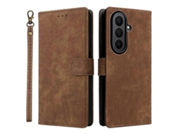 Capa Tkdaddy Para Samsung Galaxy Z Fold7 5g, Carteira, Bloqueio Rfid, Couro Sintético, Capa De Celular Com Suporte E Alça, Marrom