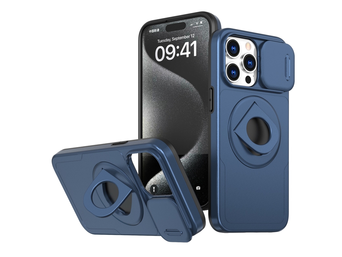 Capa Para Iphone 16 Pro Max Suporte Magnético Azul Czhhmart