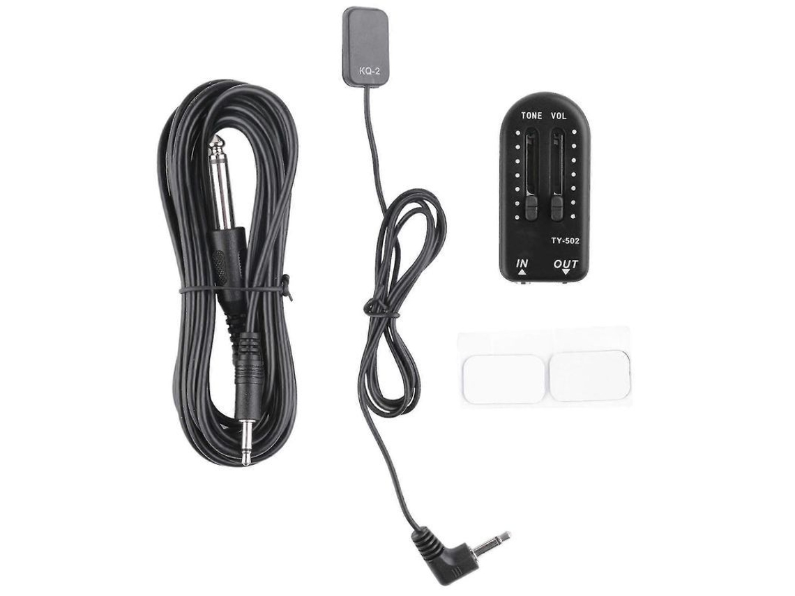 Recolector Kq-2 Para Violão De Alta Sensibilidade Acessório Passivo Sem Perfuração Com Cavo De Áudio E Controle De Volume/tom Negro