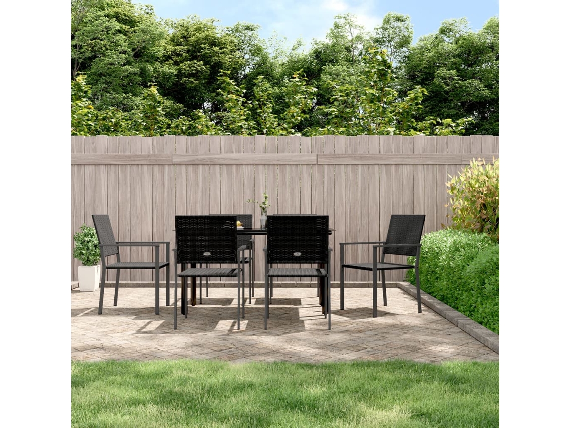 Vidaxl 7 Pcs Conjunto De Jantar P/ Jardim Vime Pe E Aço