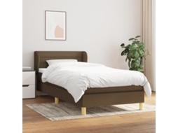 Vidaxl Cama Com Molas/colchão 100x200 Cm Tecido Castanho-escuro