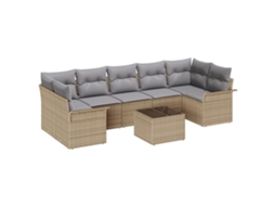 Conjunto 8 Conjunto De Sofá De Jardim Vidaxl Bege Vime Pe (55 X 55 X 37 Cm)
