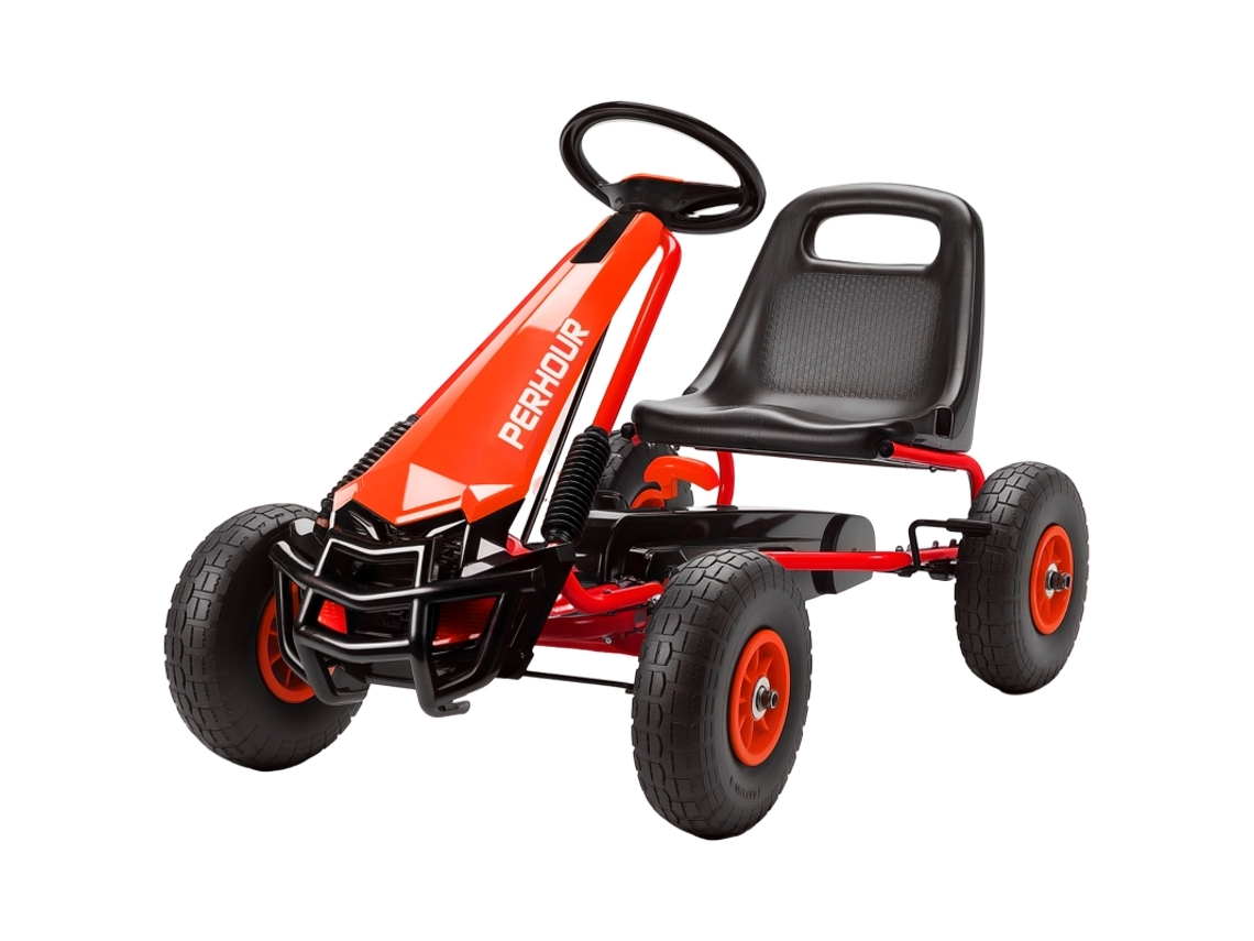 Kart Pedal Assento Ajustável Rodas Eva Freio Embreagem 3-8 Anos Vermelho