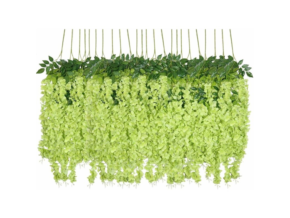 Flores Artificiais, Flores de Seda para Pendurar, Casa e Casamento e Festa AQUAFORGE (24 Peças, 110 Cm Cada Ramo, Verde)