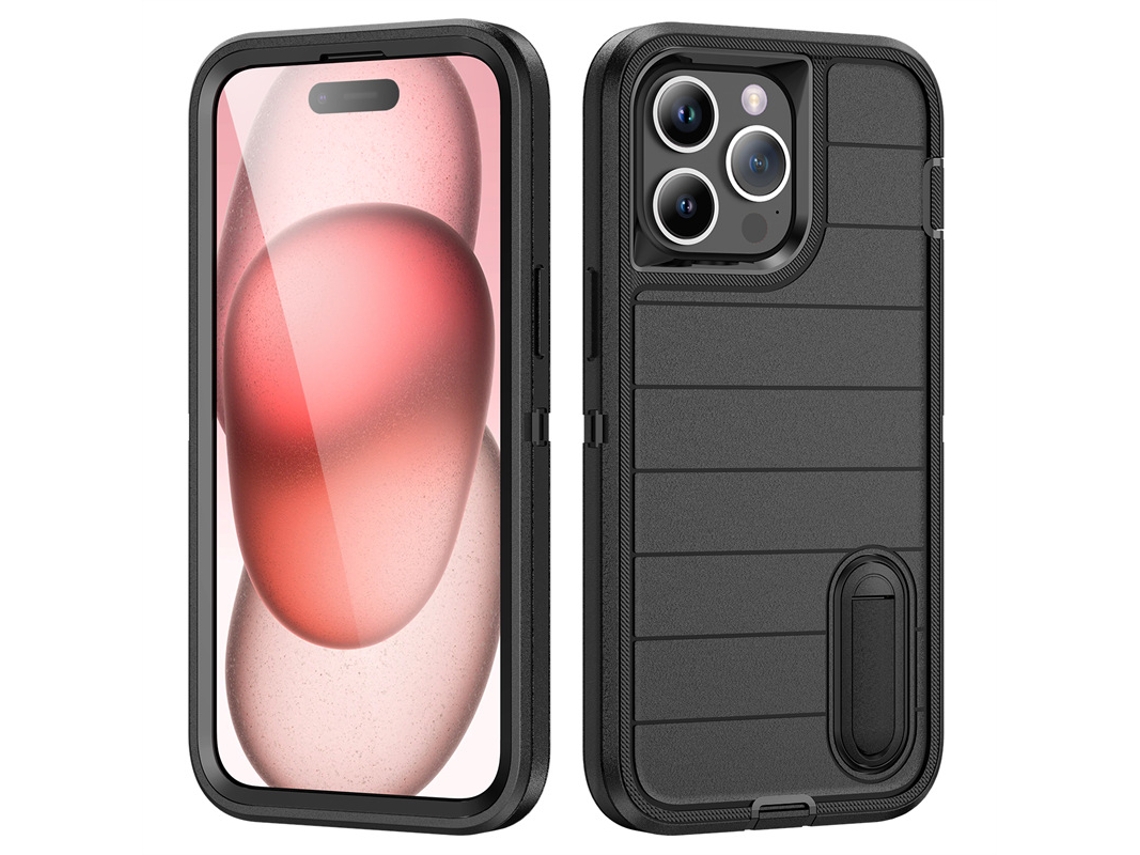 Capa Para Iphone 16 Pro Max 6.9”- Suporte Integrado, Resistente E À Prova De Choque Preto Hexinyigjly