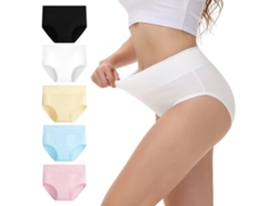Lugarde - Labios Femininos Altos - Roupas De Baixo Femininas - Algodão - 5 Unidades - Respirável - Confortável Desfrute Em Casa