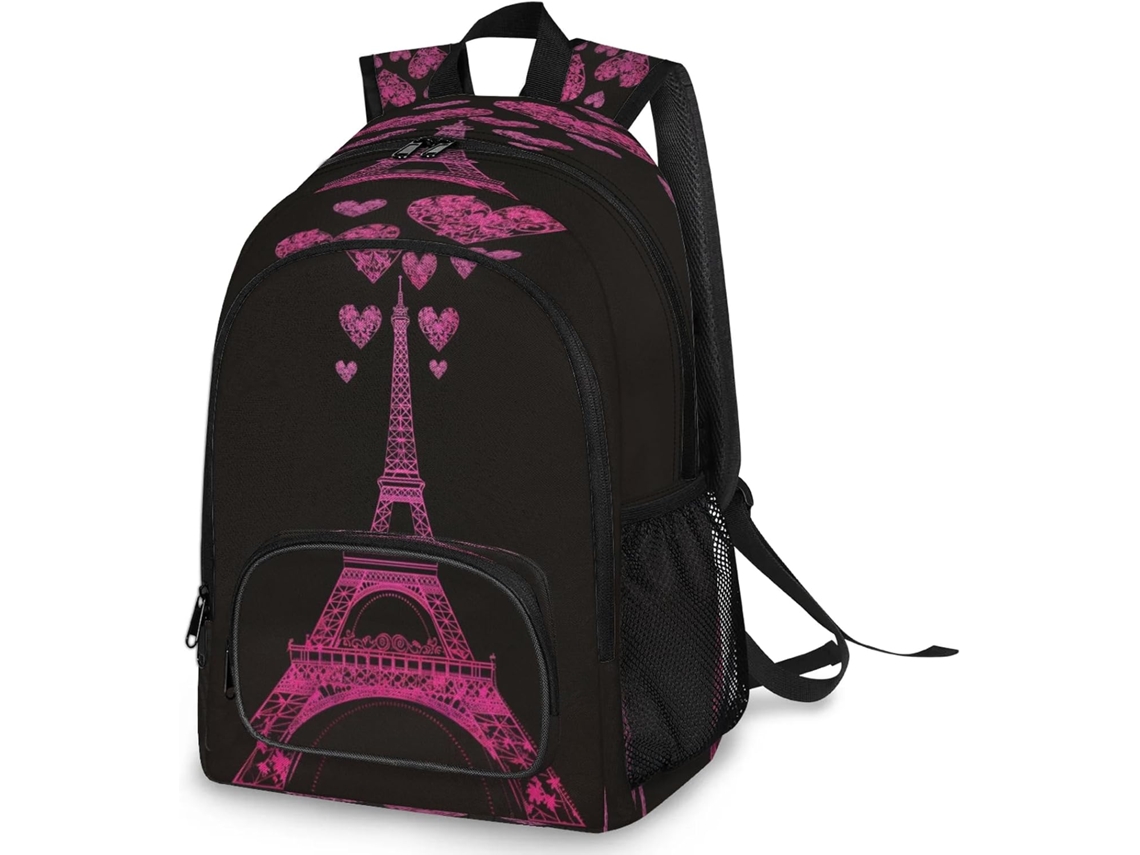 Mochila Torre Eiffel Em Formato De Coração Multifuncional Grande Capacidade Escolar Casual Para
