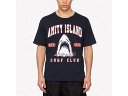 Rockinstone Jaws Movie Surf Club Collegiate Navy Adult T-shirt Size:s