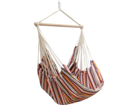 Cadeira suspensa para sentar 2 pessoas Rede 185X130Cm 150Kg Cadeira de balanço Balanço 100% algodão leve listras multicoloridas AMANKA