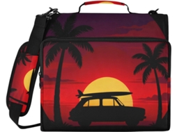 Pasta Escolar Sunset Car Preta Com Zíper De 3, 8cm E Alça De Ombro, Portfólio De Grande Capacidade, Organizador