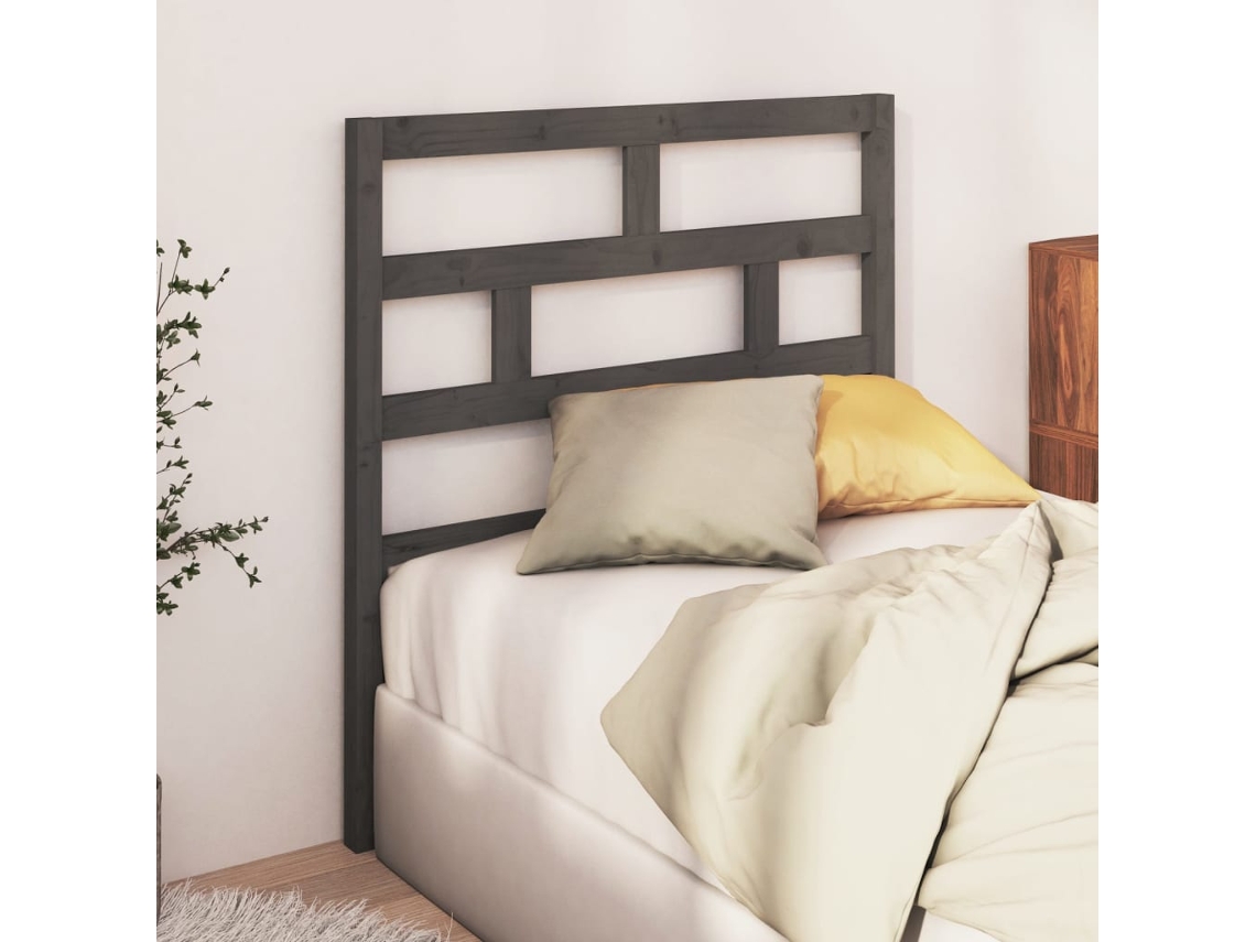 Vidaxl Cabeceira De Cama 96x4x100 Cm Pinho Maciço Cinzento