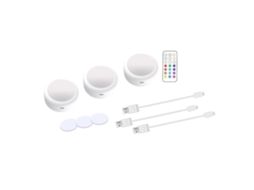 Conjunto de 3 Spots Led Recarregáveis​​ com 13 Cores Rgb: Branco BRILVIBERA
