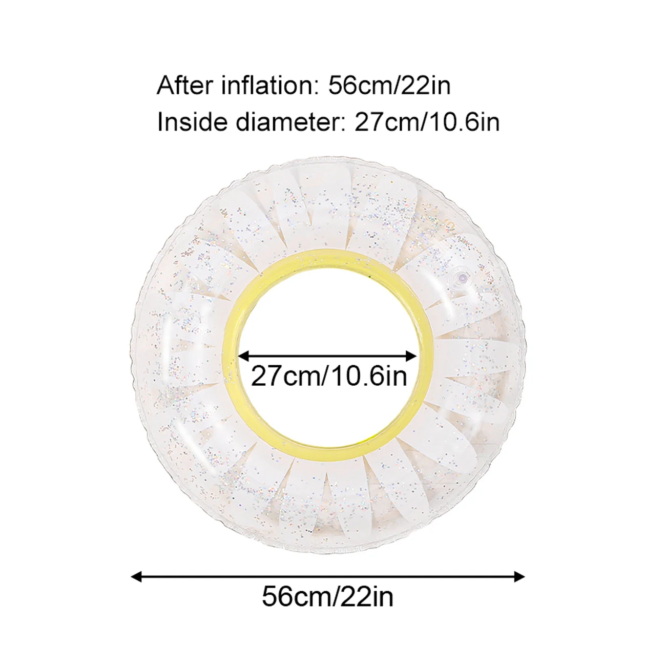 (branco) 1 Boia Inflável Transparente Com Glitter Em Formato De Girassol - Reforçada E Dobrável