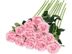 Conjunto de 12 Rosas Artificiais de Veludo com Hastes Longas, Dxghc AQUAFORGE
