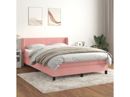 Vidaxl Cama Com Molas/colchão 140x190 Cm Veludo Rosa
