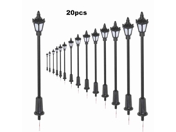 20pcs Lâmpadas De Rua Modelo Led Branco Quente 1:150 65mm Para Layout Ferroviário Jardim Cenário